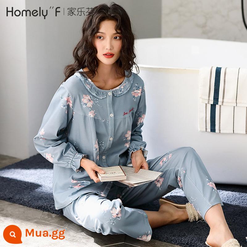 Bộ Đồ Ngủ Nữ Mùa Xuân Và Mùa Thu Mùa Thu Quần Áo Mùa Thu Cotton Nguyên Chất Dài Tay Homewear Thu Đông Mỏng Phần Cỡ Lớn Phù Hợp Với - A776841/Cổ tròn