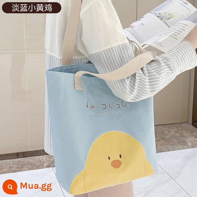 Túi vải nữ túi đeo vai đơn túi tote túi Messenger túi túi xách túi sinh viên đại học mới 2022 sức chứa lớn - Gà vàng xanh nhạt