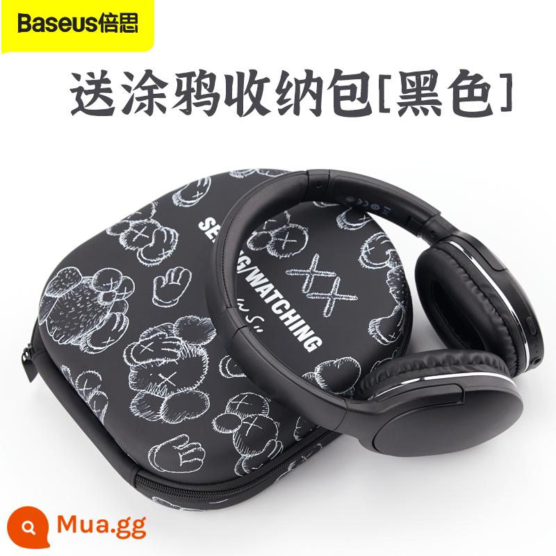 Tai nghe Bluetooth Baseus D02Pro Tai nghe không dây chơi game âm trầm Tai nghe âm thanh thể thao Loại bỏ tiếng ồn Tai nghe trọn gói Thích hợp cho Apple Huawei Máy tính di động Xiaomi Thời lượng pin dài phổ thông - [Đen cổ điển] Tai nghe D02Pro + Túi đựng miễn phí [Đen Graffiti]