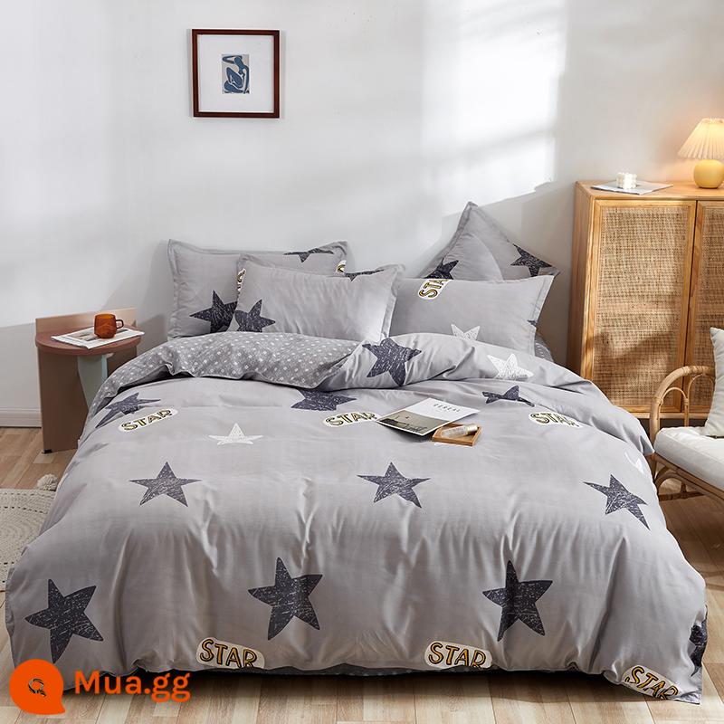 Vỏ chăn đơn mảnh cotton 100 ký túc xá sinh viên đơn 150x200x230 ga trải giường vỏ chăn 2 mảnh 220x240 - xám nhạt STAR màu xám