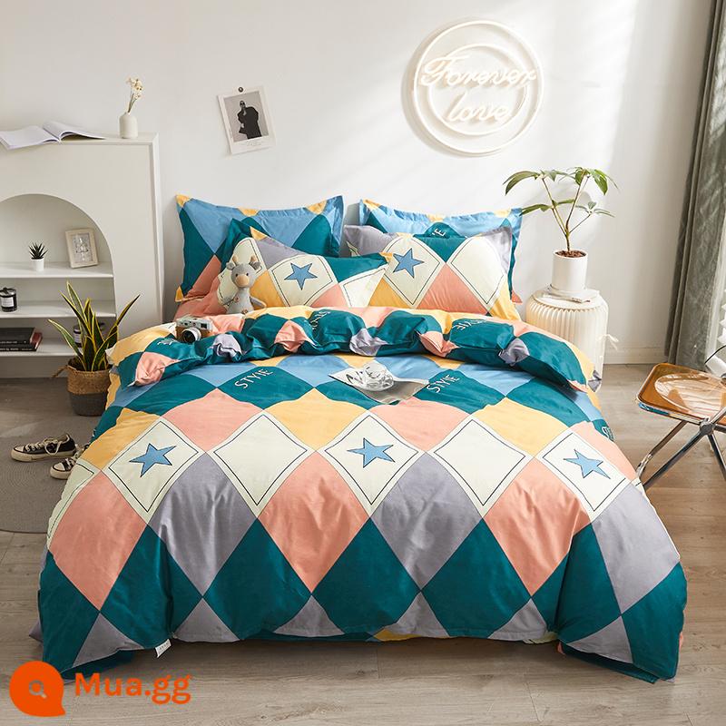 Vỏ chăn đơn mảnh cotton 100 ký túc xá sinh viên đơn 150x200x230 ga trải giường vỏ chăn 2 mảnh 220x240 - thời trang đô thị xanh