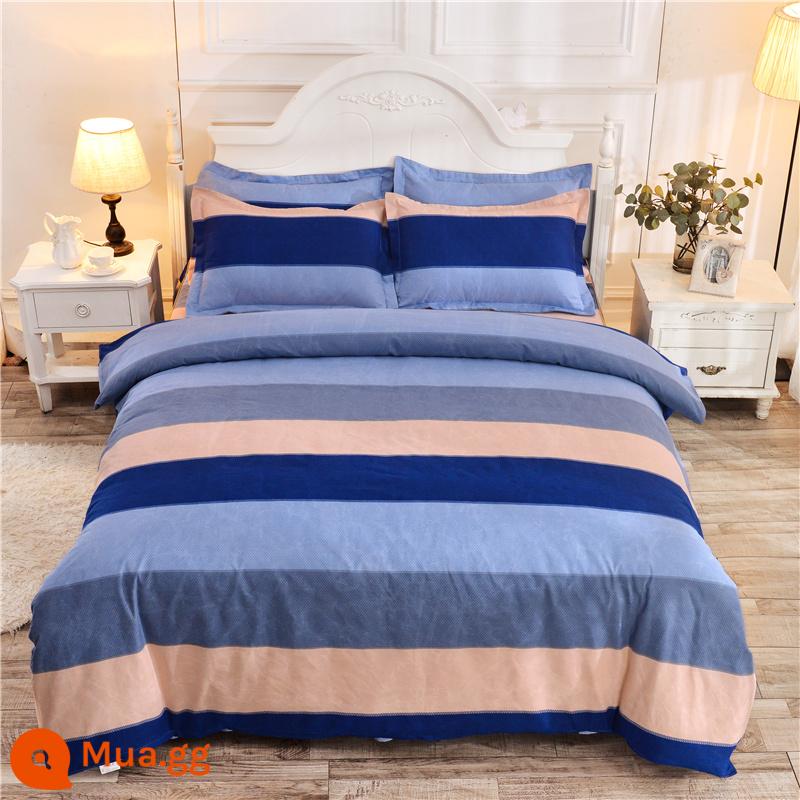 Vỏ chăn đơn mảnh cotton 100 ký túc xá sinh viên đơn 150x200x230 ga trải giường vỏ chăn 2 mảnh 220x240 - màu xanh đậm cho cuộc sống