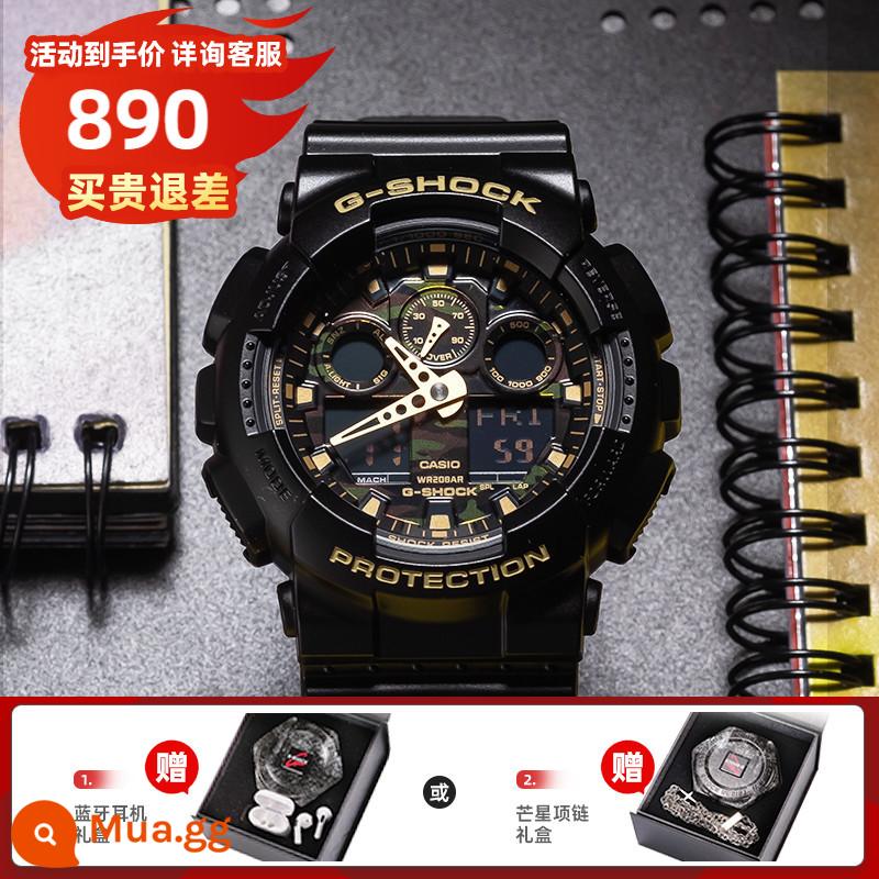 Đồng hồ CASIO nam gshock vàng đen Ngộ Không phiên bản giới hạn phi cơ đồng hồ thể thao đen chiến binh ga110 - 4. GA-100CF-1A9PR tặng kèm hộp quà tai nghe Bluetooth hoặc hộp quà vòng cổ ngôi sao