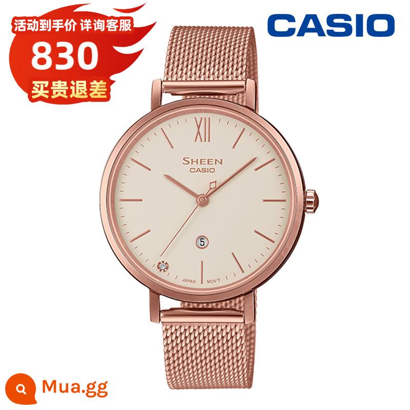 Đồng hồ CASIO nữ ánh sáng sang trọng thích hợp đơn giản thời trang đồng hồ quartz sáng bóng đồng hồ nữ chính hãng SHE4539/4540 - SHE-4539CGM-4AUPR mở rộng bảo hành 6 tháng