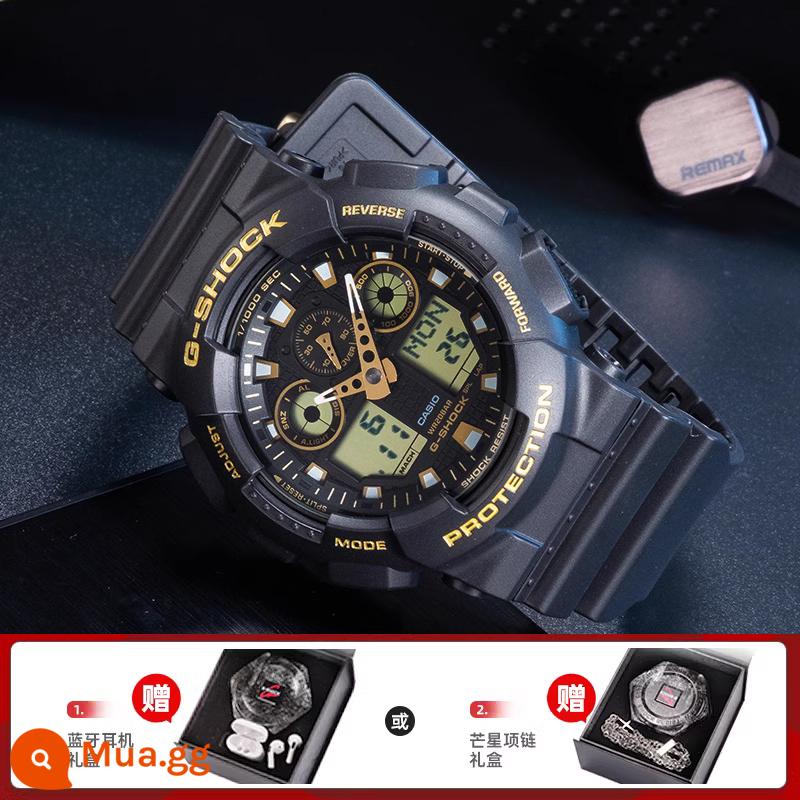 Đồng hồ CASIO nam gshock vàng đen Ngộ Không phiên bản giới hạn phi cơ đồng hồ thể thao đen chiến binh ga110 - 9. GA-100GBX-1A9PR tặng kèm hộp quà tai nghe Bluetooth hoặc hộp quà vòng cổ ngôi sao