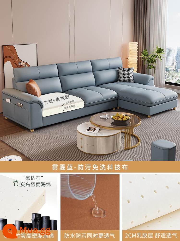 Sofa phòng khách 2023 căn hộ nhỏ mới công nghệ mèo xước vải đơn giản hiện đại ánh sáng sang trọng Bàn ghế thẳng 34 chỗ - Vải kỹ thuật màu xanh khói [kiểu latex]