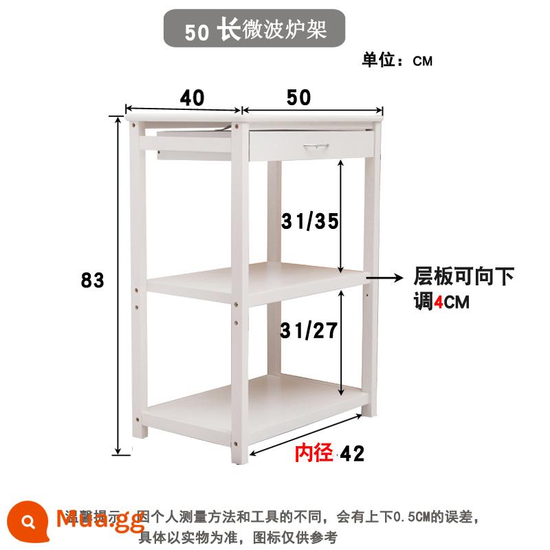 Giá đỡ lò vi sóng nhà bếp bằng gỗ nguyên khối màu trắng tủ kệ điện nhiều lớp cao từ trần đến sàn nhà hàng tủ búp phê nhỏ đơn giản - Model ngăn kéo dài 50 (không có bánh xe) có đệm chân