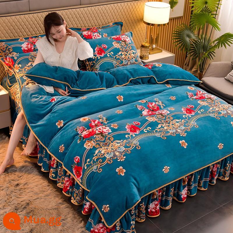 Váy nhung nhung dày Velvet Velvet Velvet Velvet đôi được đặt với Fanri Velvet và Velvet Winter Bedding - Im lặng như hoa