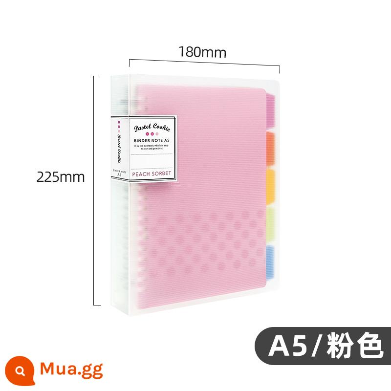 Cửa hàng hàng đầu chính thức kokuyo danh tiếng quốc gia Nhật Bản màu sáng bánh quy cuốn sách lá rời a4 sổ tay có thể tháo rời vỏ b5 nhẹ và đơn giản chất kết dính lõi dung lượng lớn a5 tách trang cuốn sách cuộn - [Bánh quy màu nhạt]A5 Hồng