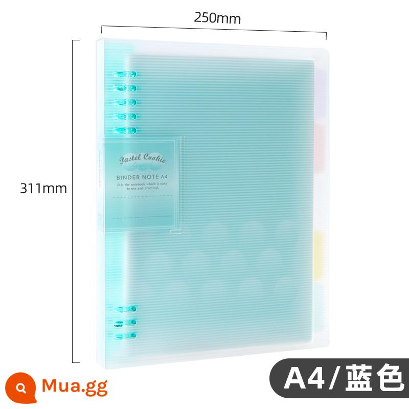 Cửa hàng hàng đầu chính thức kokuyo danh tiếng quốc gia Nhật Bản màu sáng bánh quy cuốn sách lá rời a4 sổ tay có thể tháo rời vỏ b5 nhẹ và đơn giản chất kết dính lõi dung lượng lớn a5 tách trang cuốn sách cuộn - [Sơn ánh sáng dịu] A4 màu xanh