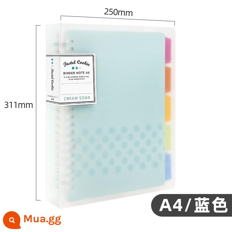 Cửa hàng hàng đầu chính thức kokuyo danh tiếng quốc gia Nhật Bản màu sáng bánh quy cuốn sách lá rời a4 sổ tay có thể tháo rời vỏ b5 nhẹ và đơn giản chất kết dính lõi dung lượng lớn a5 tách trang cuốn sách cuộn - [Bánh quy màu nhạt] A4 màu xanh