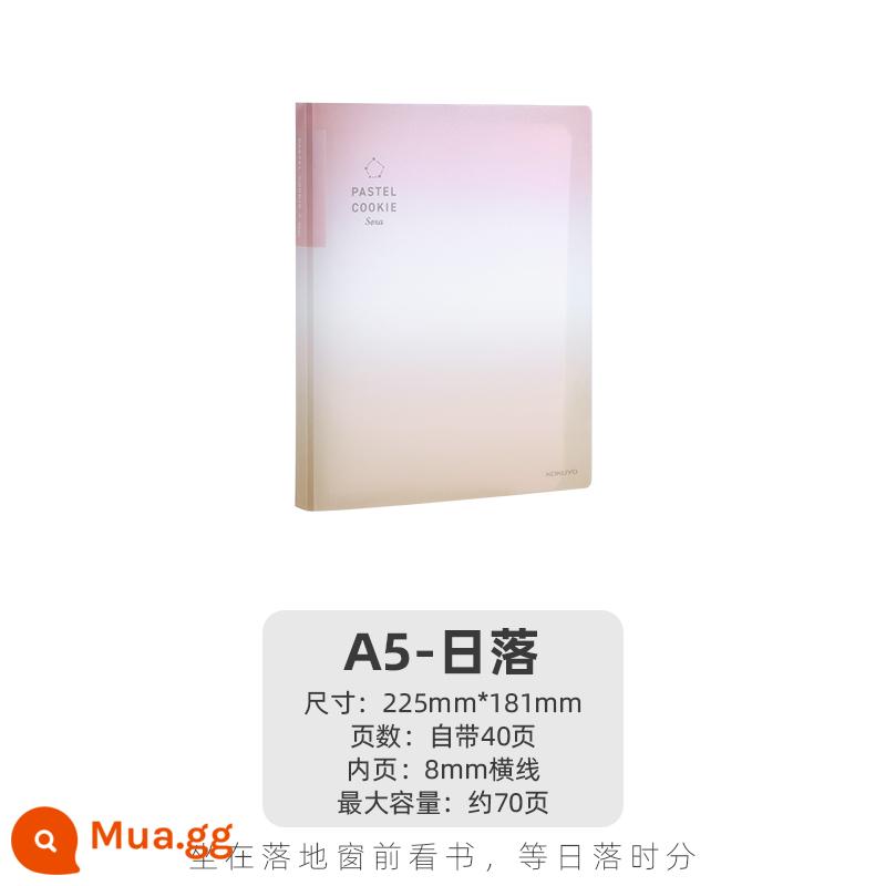 Cửa hàng hàng đầu chính thức kokuyo danh tiếng quốc gia Nhật Bản màu sáng bánh quy cuốn sách lá rời a4 sổ tay có thể tháo rời vỏ b5 nhẹ và đơn giản chất kết dính lõi dung lượng lớn a5 tách trang cuốn sách cuộn - [Sản phẩm mới] Sunset A5 40 trang
