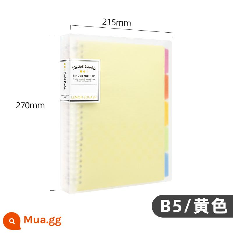 Cửa hàng hàng đầu chính thức kokuyo danh tiếng quốc gia Nhật Bản màu sáng bánh quy cuốn sách lá rời a4 sổ tay có thể tháo rời vỏ b5 nhẹ và đơn giản chất kết dính lõi dung lượng lớn a5 tách trang cuốn sách cuộn - [Bánh quy màu nhạt] B5 màu vàng