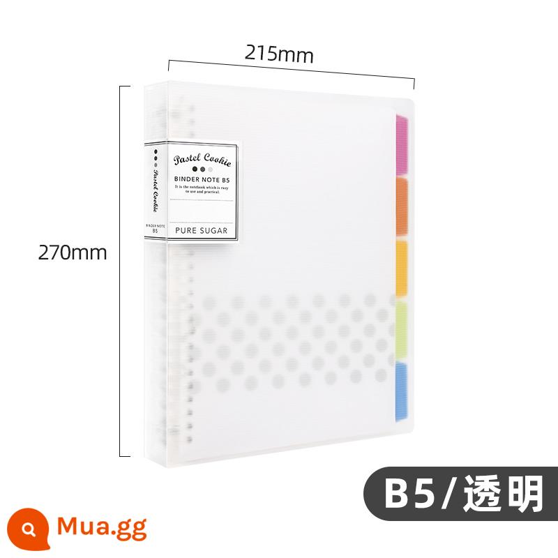 Cửa hàng hàng đầu chính thức kokuyo danh tiếng quốc gia Nhật Bản màu sáng bánh quy cuốn sách lá rời a4 sổ tay có thể tháo rời vỏ b5 nhẹ và đơn giản chất kết dính lõi dung lượng lớn a5 tách trang cuốn sách cuộn - [Bánh quy màu nhạt] B5 Màu trong suốt