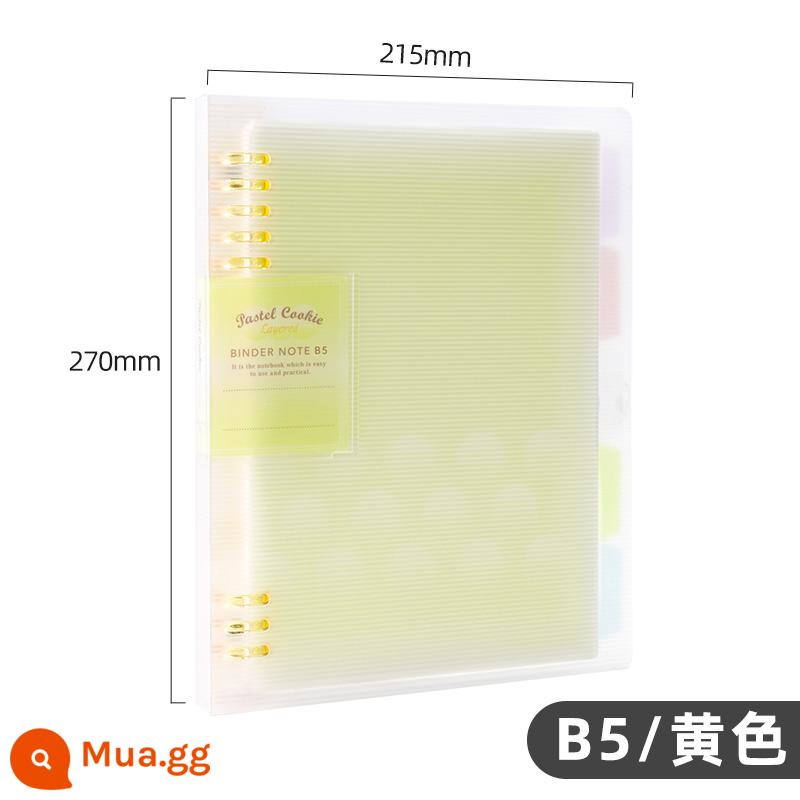 Cửa hàng hàng đầu chính thức kokuyo danh tiếng quốc gia Nhật Bản màu sáng bánh quy cuốn sách lá rời a4 sổ tay có thể tháo rời vỏ b5 nhẹ và đơn giản chất kết dính lõi dung lượng lớn a5 tách trang cuốn sách cuộn - [Màu sáng dịu nhẹ] B5 vàng