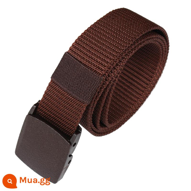 Belt nam không có kim loại nylon vải rộng 3,7 cm so với kiểm tra an ninh -khóa khóa rom khóa không có sắt - nâu