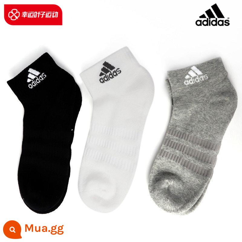 Vớ vô hình Adidas vớ nam vớ nữ mùa hè 2022 vớ ống ngắn mới chạy thoáng khí ba đôi vớ thể thao - Ba cặp/đen/trắng/xám gai vừa