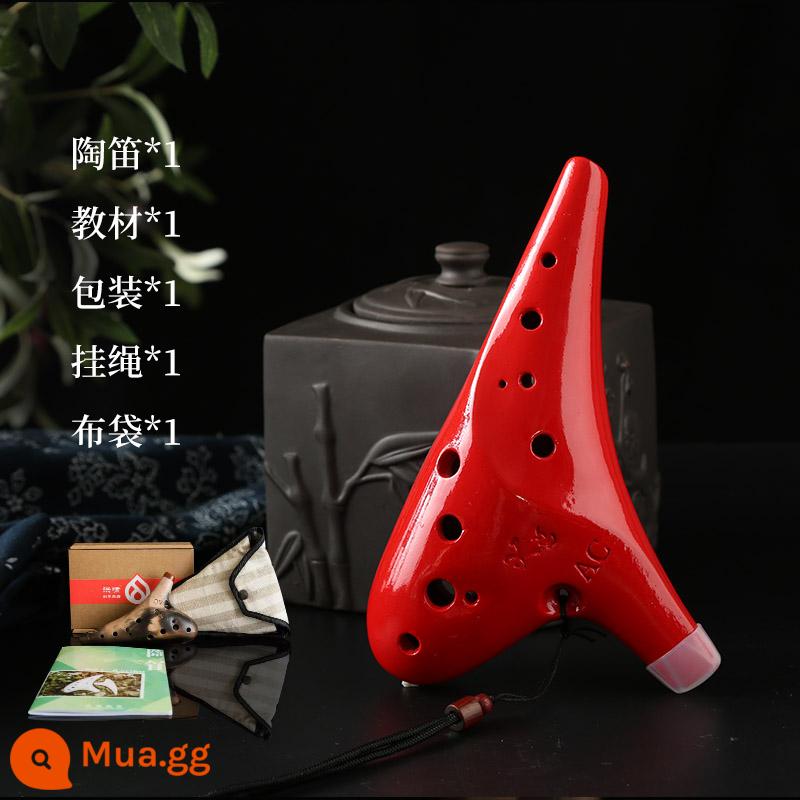 Hong Xiao 12 lỗ AC ocarina 12 lỗ alto C quê hương video phong cảnh nguyên bản dành cho người mới bắt đầu học nhạc cụ trong lớp học - Mẫu sáo lửa chuyên nghiệp (Đỏ Trung Hoa)