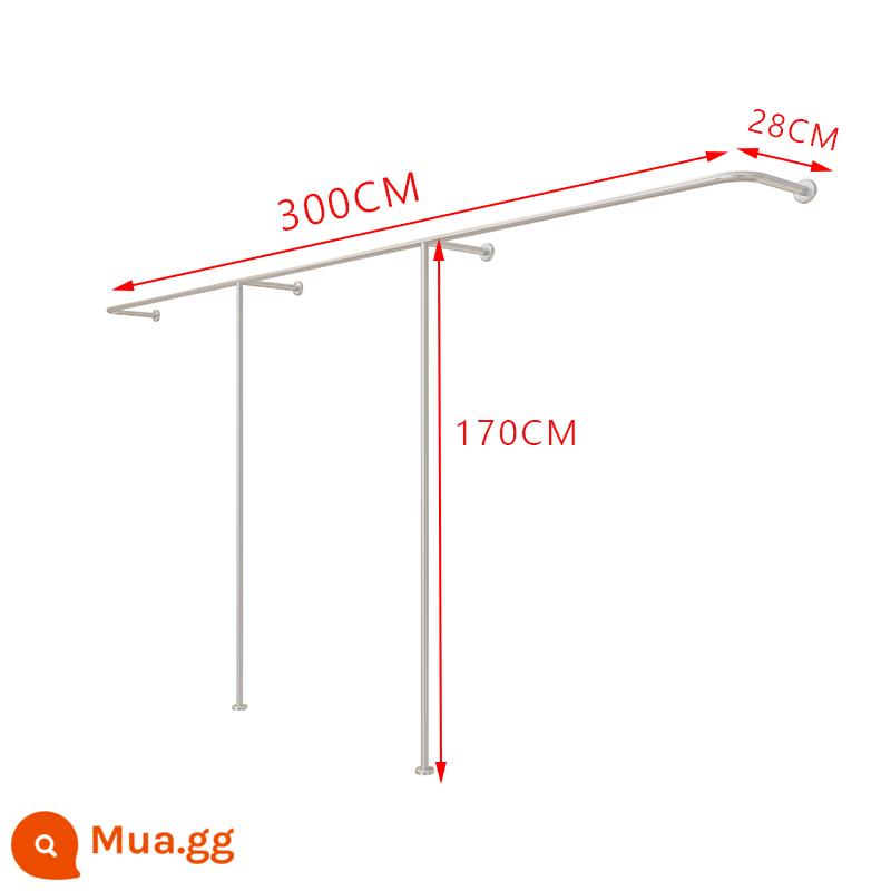 Cửa Hàng Quần Áo Treo Tường Màn Hình Móc Treo Inox Chải Bạc Quần Áo Nữ Kệ Chuyên Dụng Treo Tường Sàn Quần Áo Cực - Bạc chải dày hình chữ T dài 300 cao 170