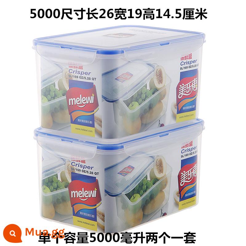 Bếp Tủ Lạnh Hình Chữ Nhật Ngăn Nướng Lò Vi Sóng Nhựa Chịu Nhiệt Hộp Cơm Thực Phẩm Hộp Cơm Trái Cây Bảo Quản Hộp Kín - Phiên bản đặc hai gói trong suốt 5000ml