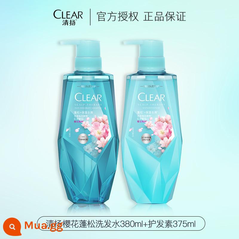 Bộ dầu gội Clear sương dầu xả plant sense dầu gội trị gàu kiểm soát dầu ngứa bông xốp không chứa silicone chính hãng - [Fluffy] Bộ chăm sóc Sakura (380ml+375ml)