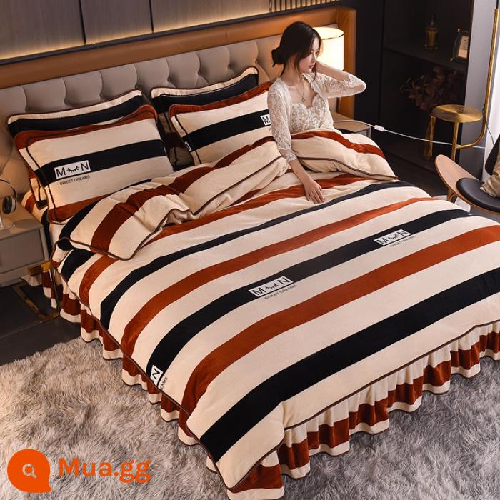 Sữa dày Velvet Bốn bộ bộ Velvet Velvet ấm áp đôi Velvet Velvet Quilting Gold Mink Velvet Bed Bed Supplies - Thời đại hôn nhân khỏa thân