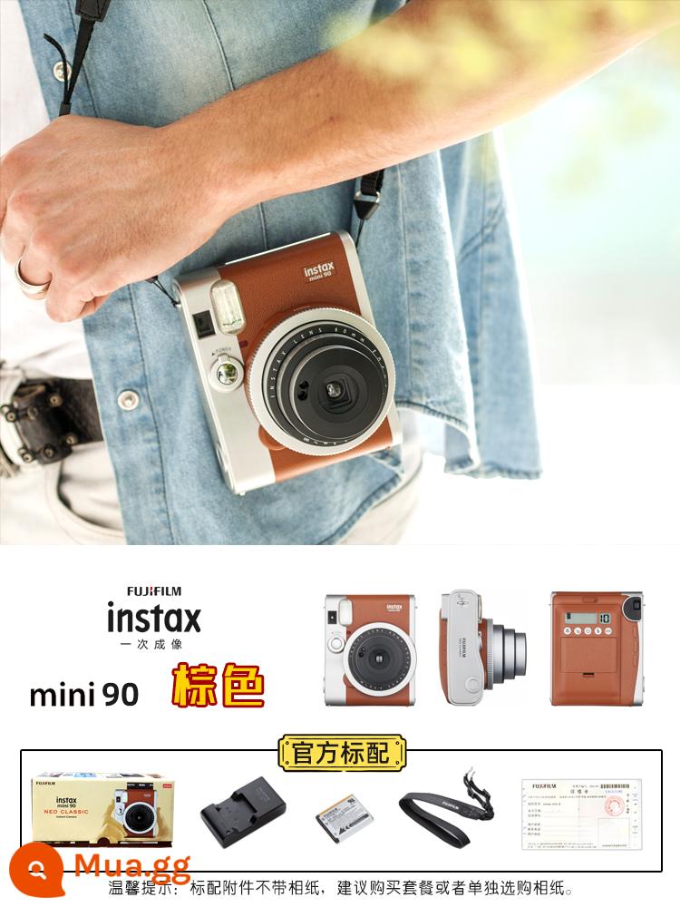 Máy ảnh Fuji Polaroid mini90/40 chụp ảnh một lần Polaroid retro mini 90 đỏ đen nâu Giấy ảnh 3 inch - mini90 nâu