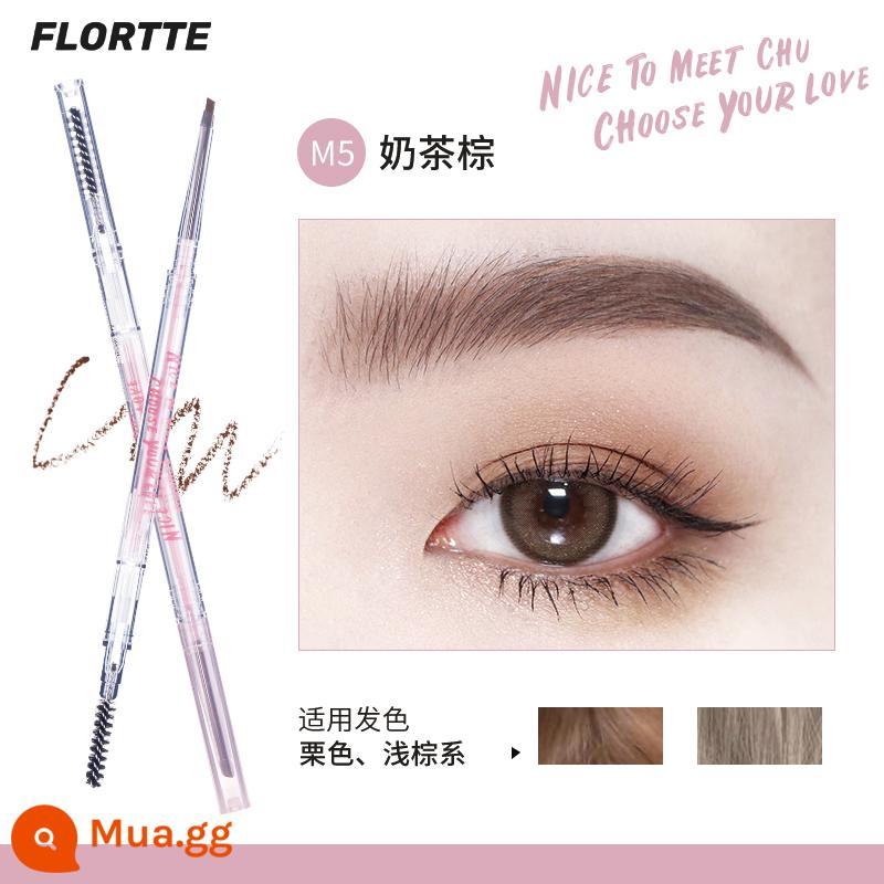 Chì kẻ mày FLORTTE Flower Loria không thấm nước và thấm mồ hôi, lâu trôi, không phai, bột lông mày rất mịn hai đầu hoa Luolia nữ - Ốp bảo vệ trong suốt mới M5# Trà Sữa Nâu Mua 3 giảm ngay