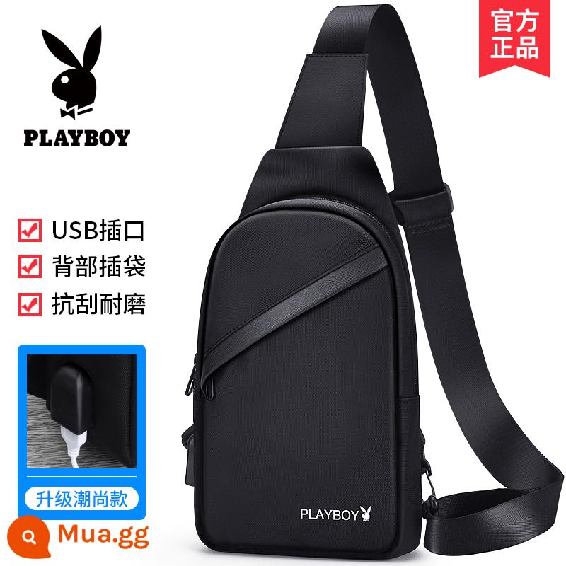 Túi Ngực Playboy Nam Túi Triều Thương Hiệu Mùa Hè Mới Túi Đeo Vai Dung Tích Lớn Cổ Ngực Ba Lô Nhỏ - Kiểu Bốn Màu Đen [USB + Túi Trượt Sau] [Không Ô]