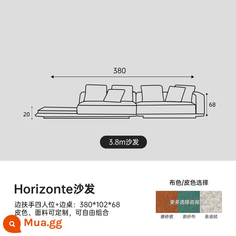 Yanleju 2022 Ý nghĩa mới Ý nghĩa hiện đại Horizo ​​Horizon Sofa Phòng khách Lớp phẳng Lớp phẳng - Tay vịn bên cho 4 người + bàn phụ 380cm