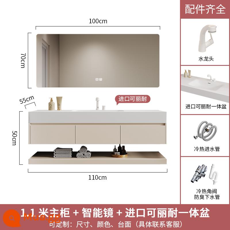 Hoa Kỳ nhập khẩu DuPont Kena Tích hợp Tủ phòng tắm Skin Cabryet Oak Wash Pot Pond Pond Toil - Gương thông minh 110CM + DuPont Corian nhập khẩu