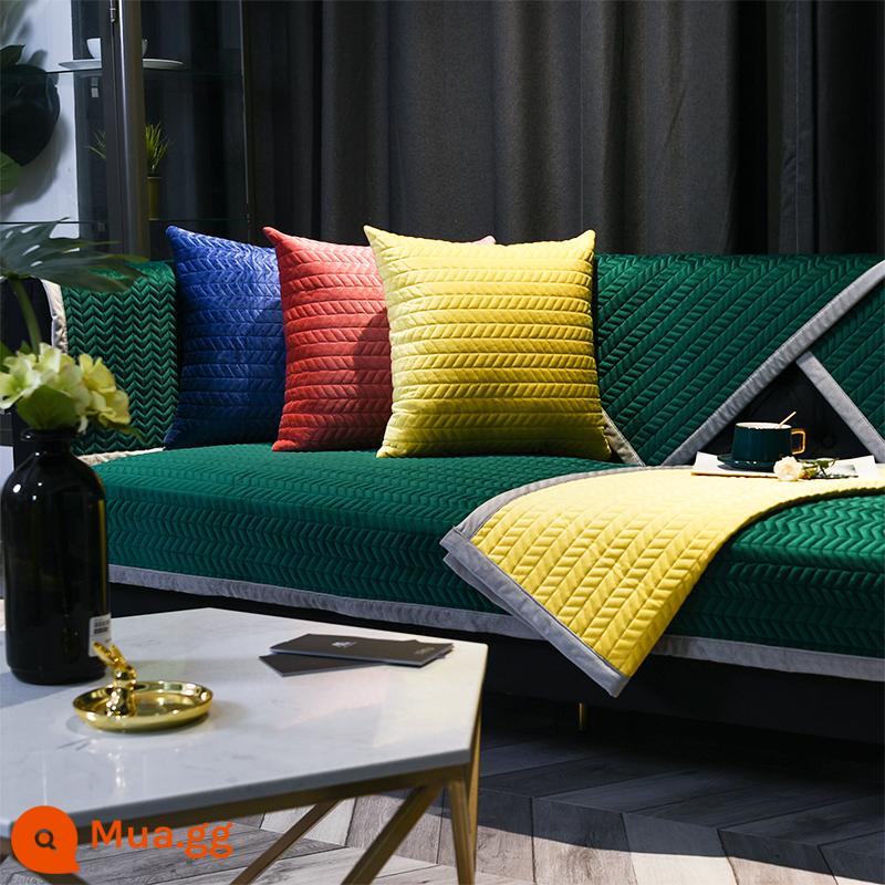 Đệm sofa da sang trọng ánh sáng Bắc Âu bốn mùa đa năng đơn giản hiện đại chống trơn trượt khăn bọc vải cao cấp đệm ngồi đệm - Baker-Thông Xanh