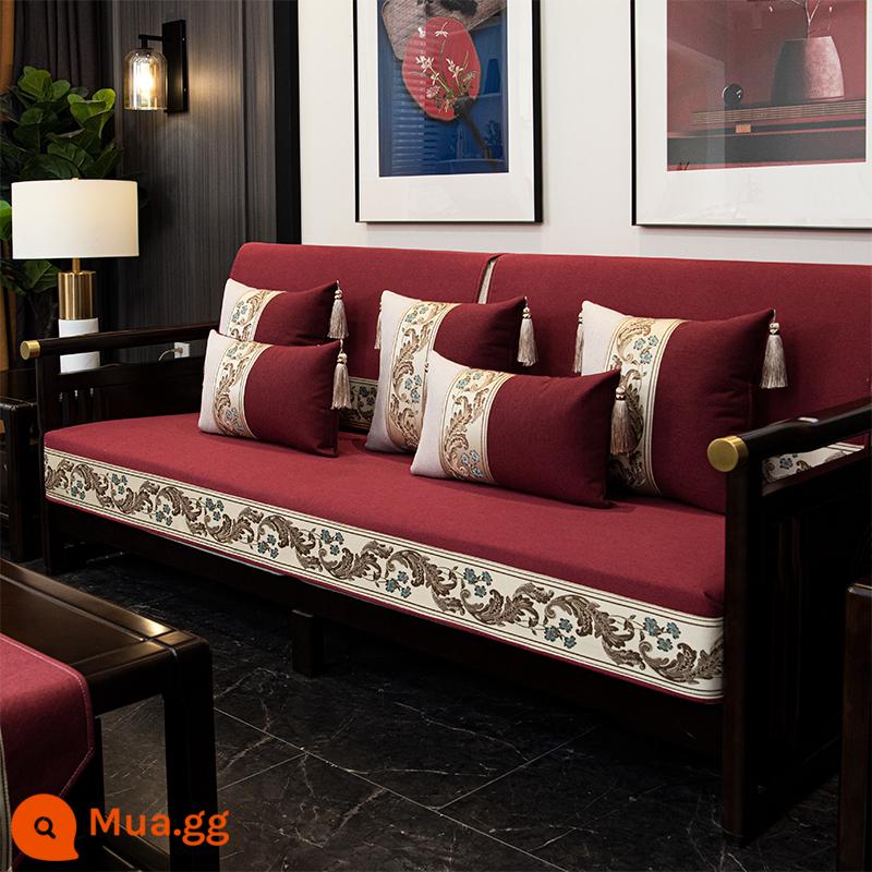 Mới Phong Cách Trung Hoa Cotton Và Vải Lanh Sofa Đệm Bốn Mùa Đa Năng Ghế Sofa Gỗ Đệm Lễ Hội Chống Trơn Trượt Màu Đỏ Đệm Khăn - Múa Phượng cho Cửu Thiên