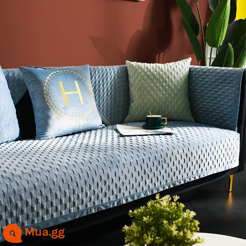 Đệm sofa da sang trọng ánh sáng Bắc Âu bốn mùa đa năng đơn giản hiện đại chống trơn trượt khăn bọc vải cao cấp đệm ngồi đệm - Geshang-màu xanh nước biển