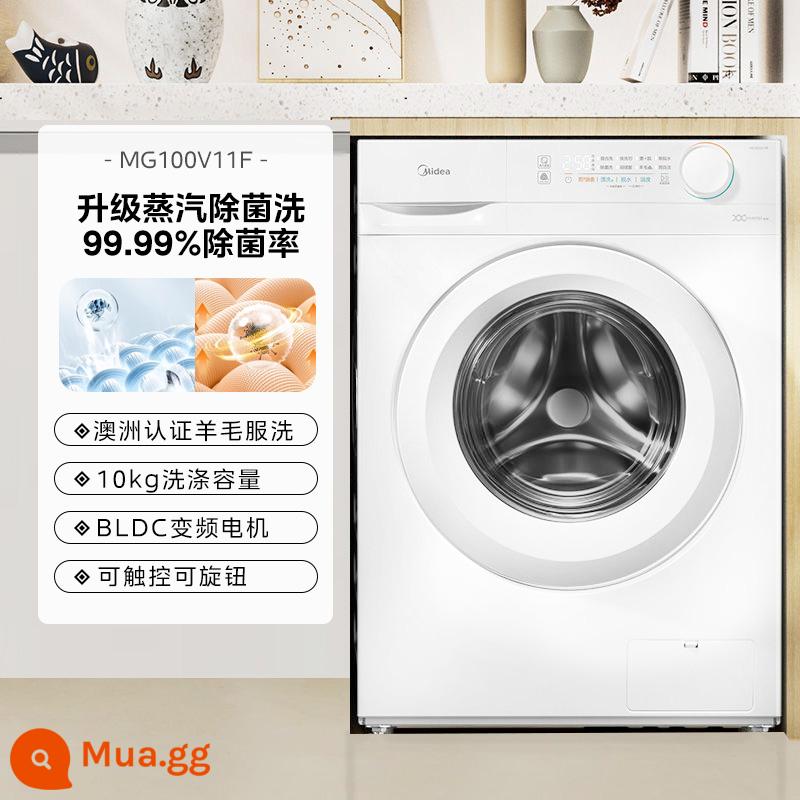 Máy giặt lồng ngang Midea 10kg chuyển đổi tần số gia đình hoàn toàn tự động, hơi nước rửa giải diệt khuẩn công suất lớn AllV11F - Màu trắng cực, rửa giải tất cả trong một và không làm khô