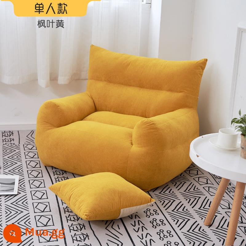 Ghế lười sofa đơn phòng ngủ nhỏ sofa ký túc xá ban công trẻ em ghế giải trí có thể nằm và ngủ sofa đôi trải chiếu tatami - Gối đơn màu vàng, miễn phí