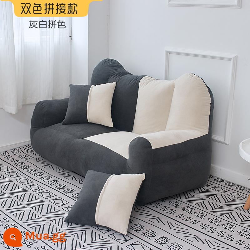 Ghế lười sofa đơn phòng ngủ nhỏ sofa ký túc xá ban công trẻ em ghế giải trí có thể nằm và ngủ sofa đôi trải chiếu tatami - Kết hợp màu xám đậm và trắng, gối đôi, gối miễn phí