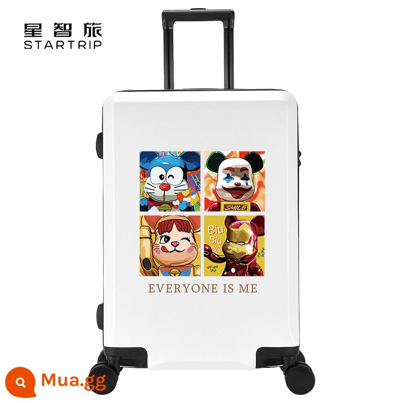 Vali kéo hành lý Disney màu đỏ ins nữ dễ thương 26 inch hộp đựng xe đẩy mật khẩu 24 lên máy bay hợp thời trang Nhật Bản và Hàn Quốc - Thay đổi khuôn mặt Gấu-Trắng