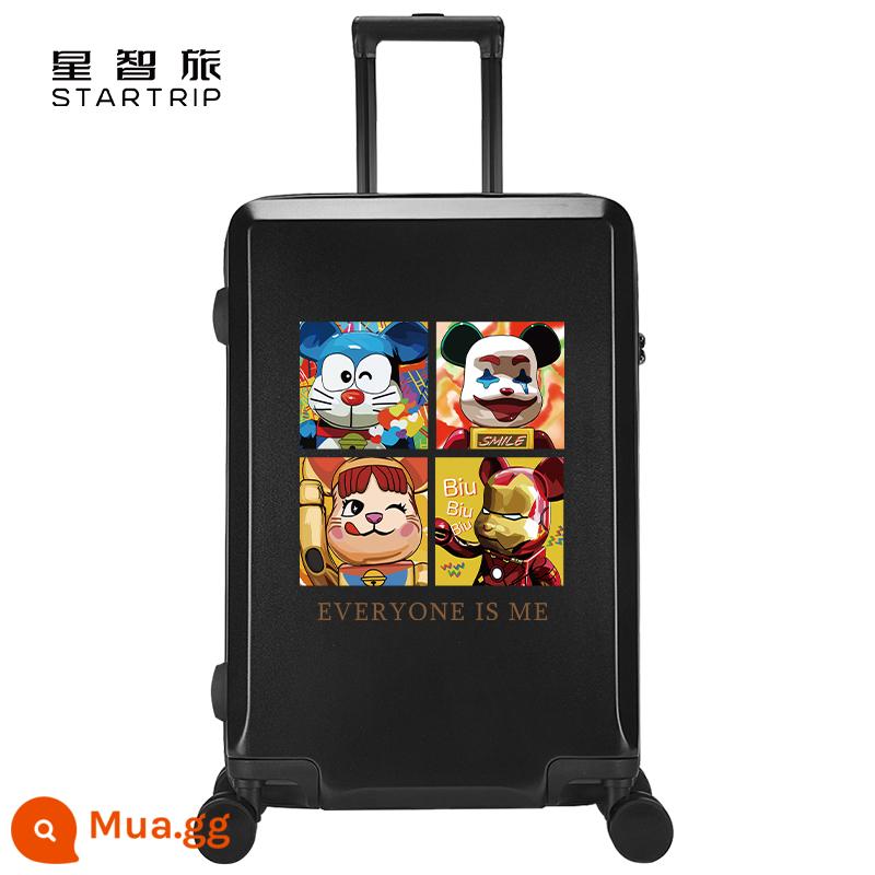 Vali kéo hành lý Disney màu đỏ ins nữ dễ thương 26 inch hộp đựng xe đẩy mật khẩu 24 lên máy bay hợp thời trang Nhật Bản và Hàn Quốc - Mặt Thay Đổi Gấu-Đen