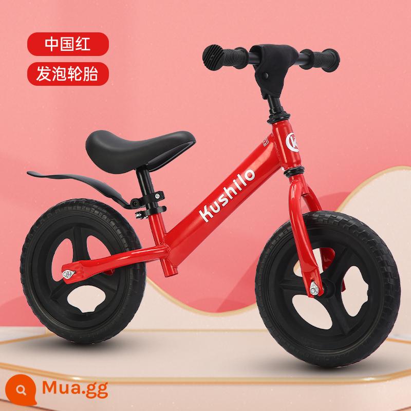 Xe thăng bằng trẻ em xe đạp không bàn đạp 12-14-16 inch xe trượt Scooter trẻ 2-3-6-8-10 tuổi - Lốp xốp bơm hơi một bánh màu đỏ 12 inch