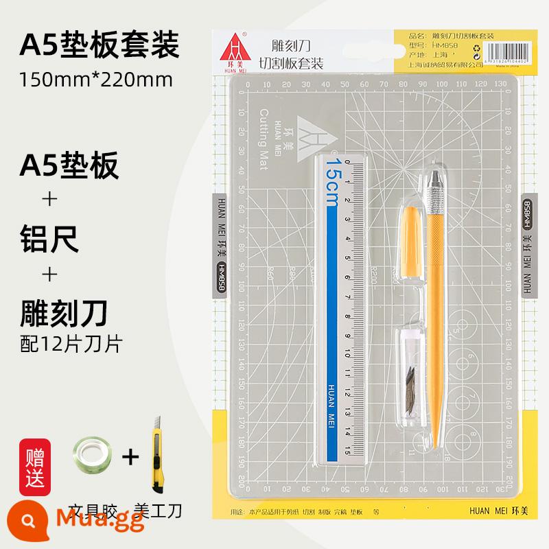 Bàn cắt huanmei a3 thủ công lớn phù hợp với a2 máy tính để bàn rập khuôn sinh viên với bức tranh nghệ thuật cắt giấy làm việc PVC tài khoản tay màu xanh lá cây mềm bảng mat a4 mô hình khắc kích thước hai mặt chống cắt tự làm - Bộ đồ A5 màu xám nhạt