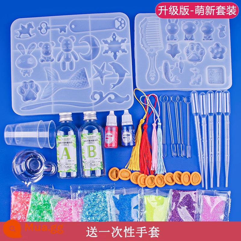 Keo pha lê chất liệu tự làm trọn gói bộ ab nhựa epoxy handmade dụng cụ vòng tay gạt tàn khuôn silicon - [Phiên bản nâng cấp] Set mới đáng yêu