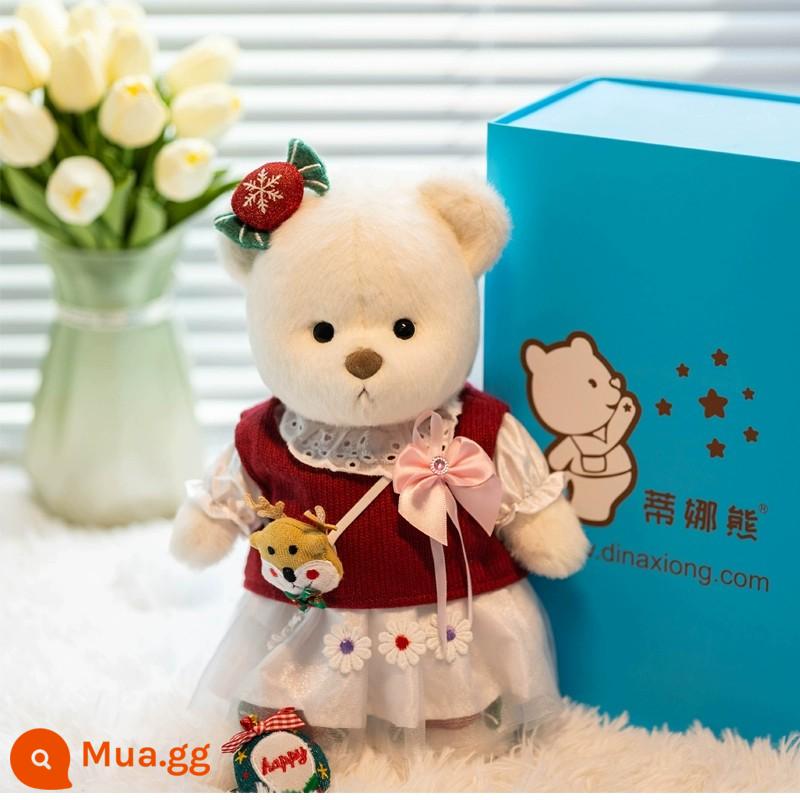 Gấu Tina Gấu Búp Bê Dễ Thương Quà Tặng Sinh Nhật Cho Bạn Gái Người Lớn 18 Tuổi Ngày Tết Lễ Tình Nhân - Phiên bản mới của đầm len trắng Gấu-Giáng sinh