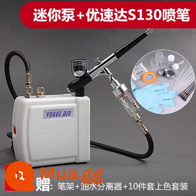 3G Haosheng airbrush máy bơm không khí bộ mô hình máy bơm không khí mini bơm lên để phun sơn công cụ người mới màu rùa bơm phun sơn - Máy bơm mini màu trắng + Airbrush Usuda S-130