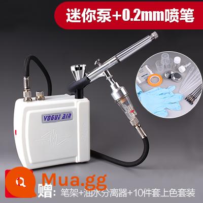 3G Haosheng airbrush máy bơm không khí bộ mô hình máy bơm không khí mini bơm lên để phun sơn công cụ người mới màu rùa bơm phun sơn - Bộ bơm phun mini màu trắng + 0,2