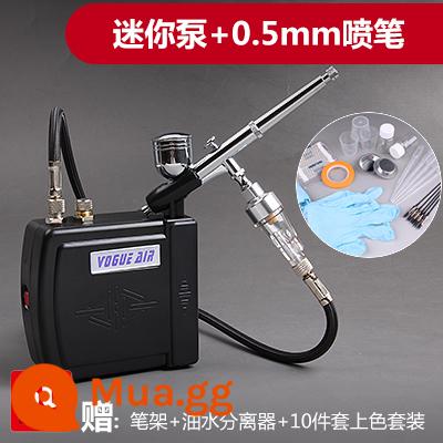 3G Haosheng airbrush máy bơm không khí bộ mô hình máy bơm không khí mini bơm lên để phun sơn công cụ người mới màu rùa bơm phun sơn - Bộ máy bơm mini màu đen + 0,5 airbrush