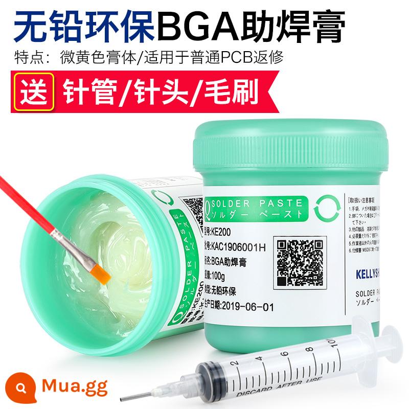 Kelly bảo trì điện thoại di động hàn bga hàn dán không chì halogen không hàn thông lượng không làm sạch hàn dán ống tiêm dầu hàn - Kem hàn BGA không chì KE200 100g đi kèm cọ + ống