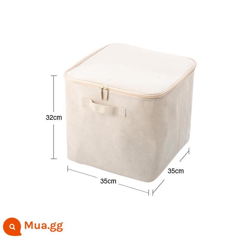 Hộp đựng mềm pha trộn sợi polyester và vải lanh MUJI - Có bìa/dài 35×rộng 35×cao 32cm