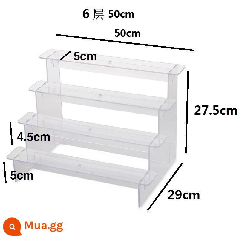 Acrylic bước Bubble Mart trưng bày đứng trưng bày hộp mù trong suốt mô hình hai chiều khung đế mô hình - 6 lớp 50cm