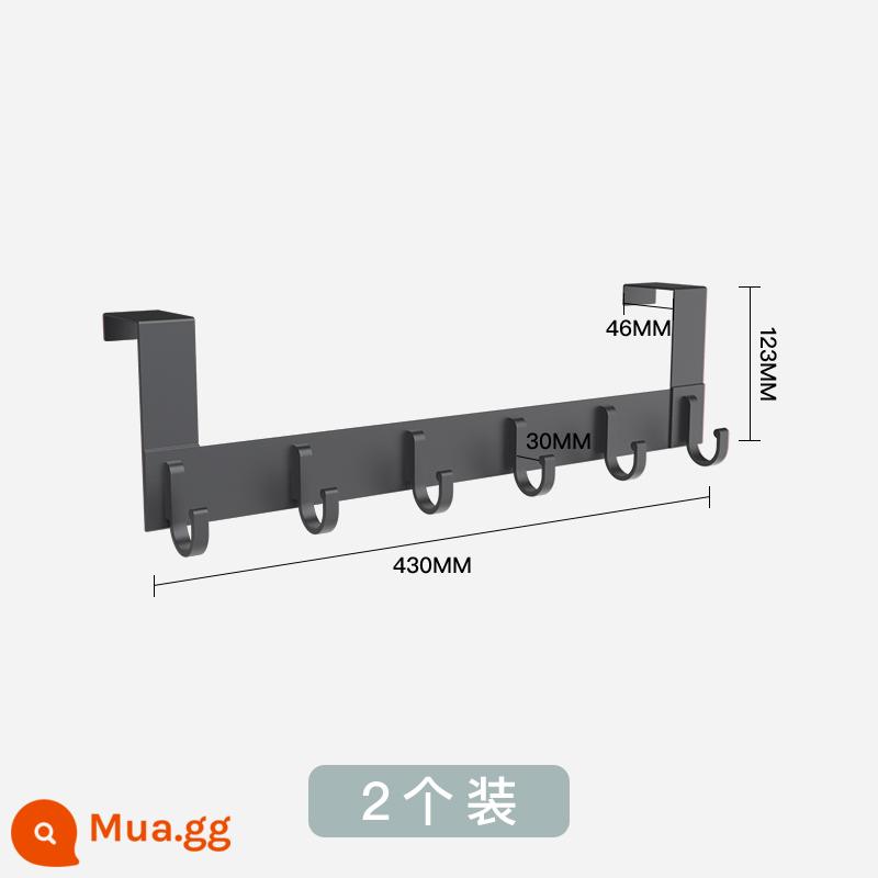 Hợp kim nhôm khoét lỗ phòng thay đồ cửa phòng móc treo quần áo giá treo tường dính móc lưu trữ hiện vật - Nâng cấp mới, dày dặn và không biến dạng - xám cao cấp (tất cả bằng nhôm 6 móc) 2 gói